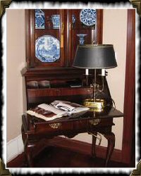 writing desk and lamp