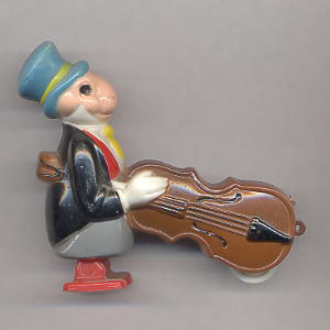 Jiminy Cricket pushing cello