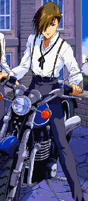 Trowa on his motorcycle...