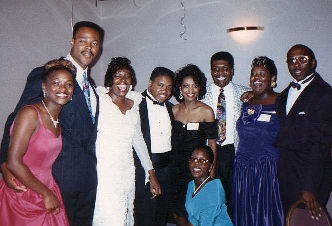Marilyn, Tim, LaBrenda, Charles, Lolita, Roosevelt, Cassandra, Randall, and Sharon share a joke.