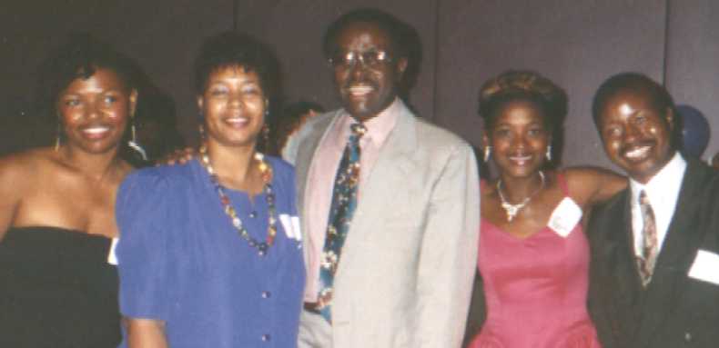 Vernetta, Saja, Marilyn, and Jonathan pose with our former principal, Mr. Wordlaw