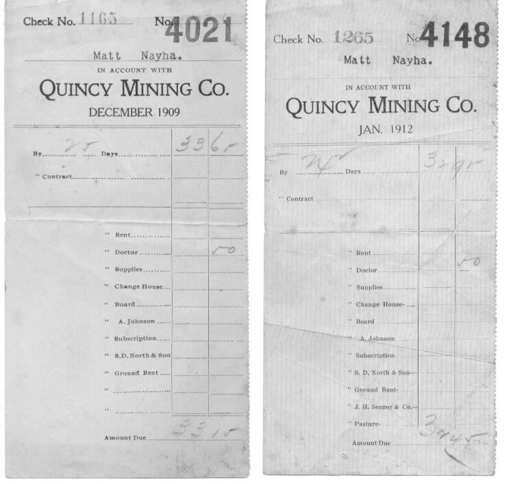 1909 and 1912 payroll stubs