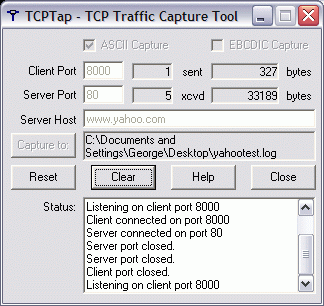 TCPTap screen shot