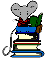 Mouse sitting on books