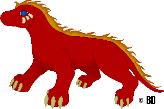 Chundra, Fire Elemental Battling Dragon