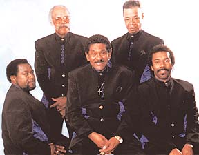 The Coasters in 1998: top Thomas Palmer and Ronnie Bright, bottom Alvin Morse, Carl Gardner,and Carl Gardner Jr.