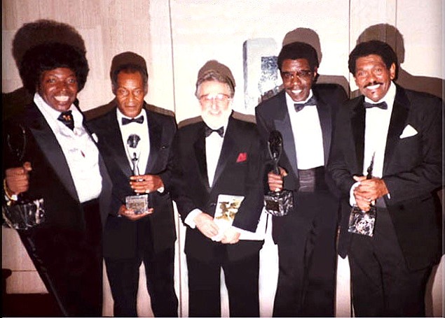 The Coasters with Lester Sill at the Rock and Roll Hall of Fame Award Gala in New York, January 21, 1987.