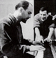 Mike Stoller (at the piano) and Jerry Leiber (in 1959).