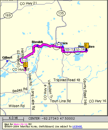 gilbert to hoyt lakes map