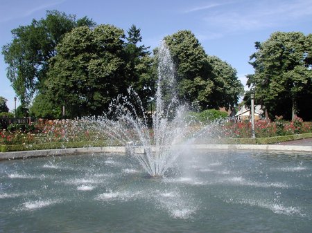 Peninsula Park fountain and roses