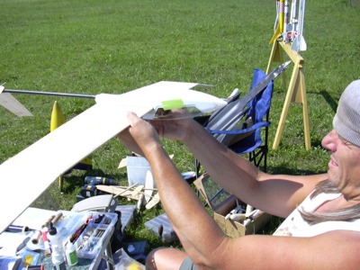 California Dave inspects his R/C glider