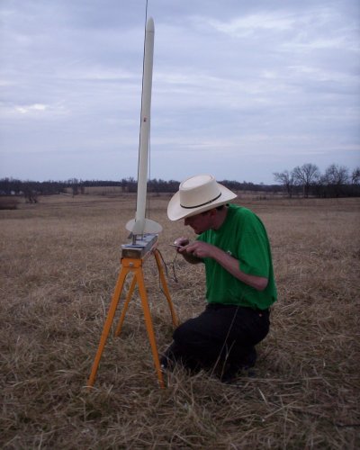 Dave A. gets his longest C rocket ready