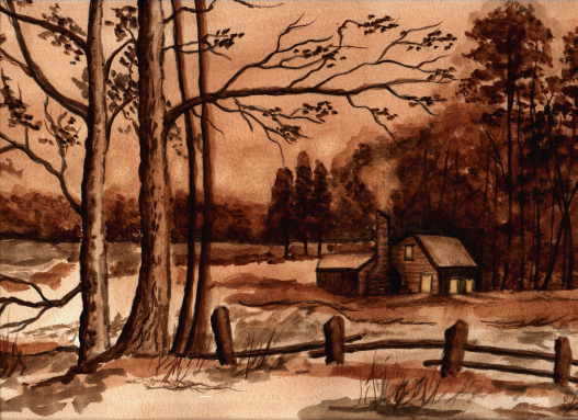 Old Cabin watercolor