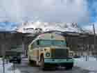 The bus at the snowy peaks resort in Fernie, British Columbia