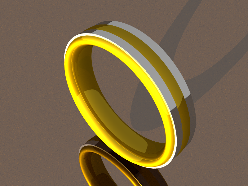 18kt yellow gold comfort fit band with platinum side strips