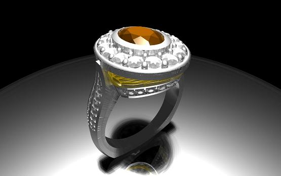 Cocktail ring Platinum body with Gold Sun sculpture inserts.