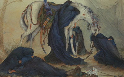 The Shaam-e-Ghariban, An artist's view of the holy ladies mourning the Martyrdom of Imam Hussain bin Ali in Karbala