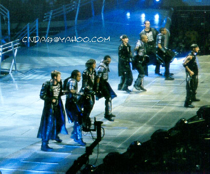 The Backstreet Boys and their dancers show off their symmetry - well, sort of