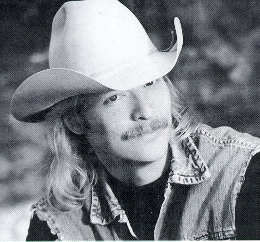 Black and white photo of Alan Jackson in vest