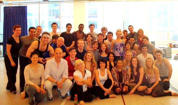 The cast of the National Tour of ''A Chorus Line'', starring Michael Gruber and Nikki Snelson, with choreographer Baayork Lee, associate choreographer Michael Gorman, and stage managers Ray Gin, Anna Kaltenbach and Gregory Covert.