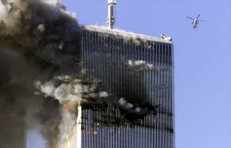 The North Tower already in flames