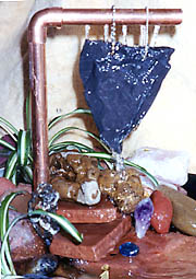 hanging slate fountain in action