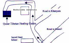 Location Map (Qusar Tibetan Healing Centre) Sidhpur, Dharamsala