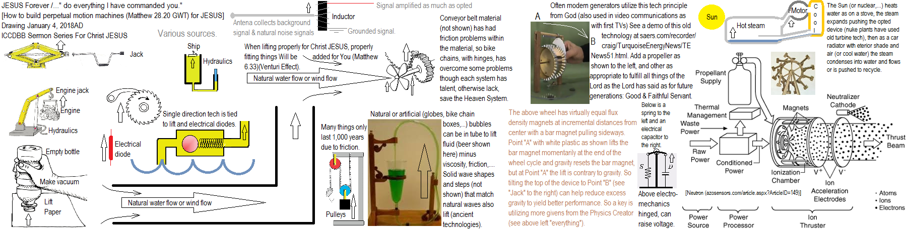 www.angelfire.com/nb/scinc/PerpetualMotion.html How to properly build a perpetual motion machine for JESUS Christ. Many examples with principles of lift. How to change their future. Physical principles of how to make an automatic self replicating and improving perpetual motion machine as explained in the Christian Bible. How to power a spaceship in outer space for travel and to colonize. Popemobile Will Of God in the Holy Spirit in Christ JESUS new Christianity. television movie The Godfather Part II I Don Fanucci Vito Corleone Consular attorneys  Francis Ford Coppola New York Times newspaper Outbreak Major Salt Cuba Gooding Jr piloted helicopter upside down revolving swords Cherub Angels UFOs Men of Honor farmer Carl Brashear first black master diver The Goonies star character Mikey Sean Astin script But right now they gotta do what's right for them cause its their time Their time up there Down here its our time Its our time down here lobbying control mining for gold key money drugs beer sex, Robert Ross Benchoff Internet Church ICCDBB Sermon For Christ JESUS