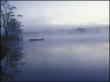 Canoe, morning fog