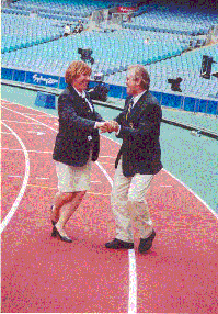 Don and Heather Jones testing out the Olympic track