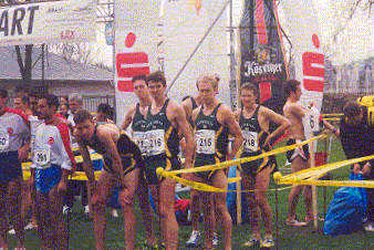 The Australian teams lines up...