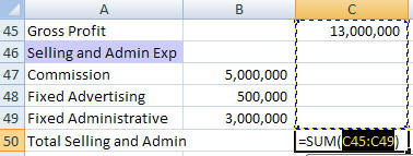 AutoSum separate range