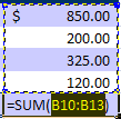 AutoSum single column