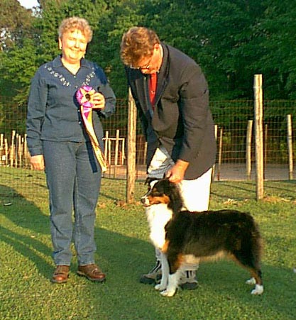 Fudge taking WB, BOW & BOB under SR Breeder Judge, Marie Murphy