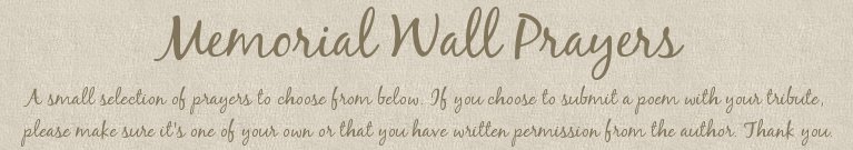 Treasured Thoughts Memorial Prayers