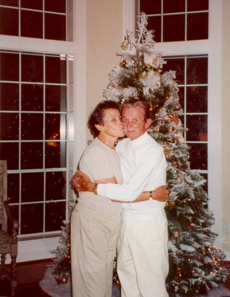 Gramps and Jean by the Christmas Tree in 2000
