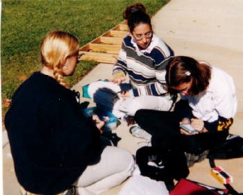 Cassie, Ashley (Afeypuff!), and Amanda working on their own photo essays.