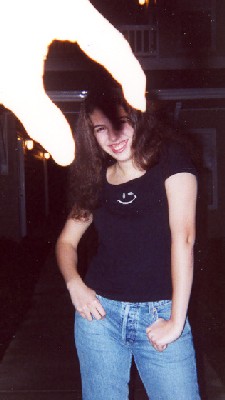 Sara pinching my head.