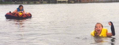 Me and Jamie tubing on a river in Louisiana when Jamie lost her shorts.  :)