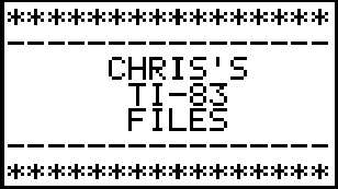 Chris's TI-83/85/89 Files