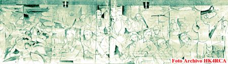 Mural de la sala de Juntas del Radio Club de Antioquia.