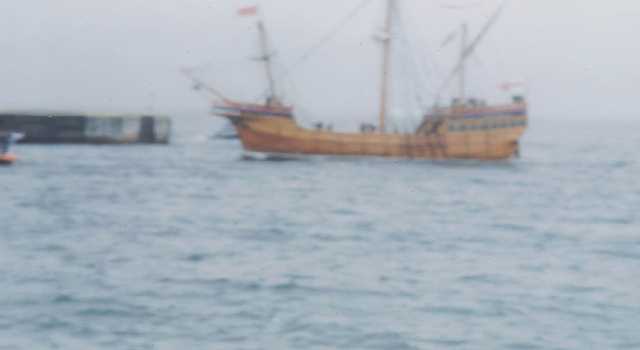 The Matthew entering Bonavista harbour