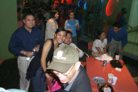 Grinning at something