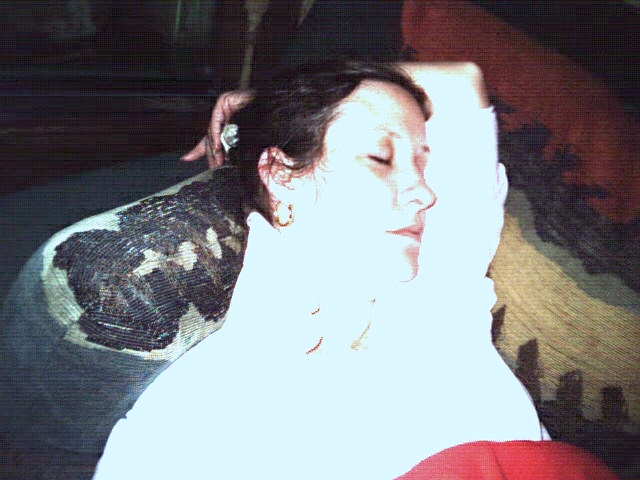 thats one tired chick...