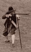 A musketeer with a match lock musket.