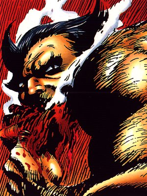 23 - Wild Beast - The shock of the operation that gave Logan his unbreakable claws and skeleton drove him insane.  Regressing to the state of a crazed animal, driven by only the need to survivem the wandered like a wild beast into the snowy wilderness of Canada's 'Wood Buffalo National Park'.