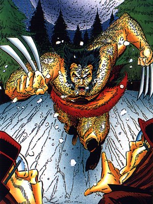 24 - Animalistic - While wandering in the thick of 'Wood Buffalo Stae Park', Logan first encountered James and Heather Hudson.  Regressed to an animalistic state, Logan attacked the couple and would have probably killed them both if Heather had not retrieved her hunting rifle and shot the savage beast-man.