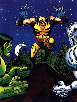 26 - First Mission - While still in Department H, Wolverine had his first encounter with the Incredible Hulk.  Although Wlverine knew that Hulk was hundreds of times stronger than himself, he was more than eager to take him on in combat.  But to Wolvie's surprise, he found the Hulk already locked in battle with the mythical creature know as 'The Wendigo'.