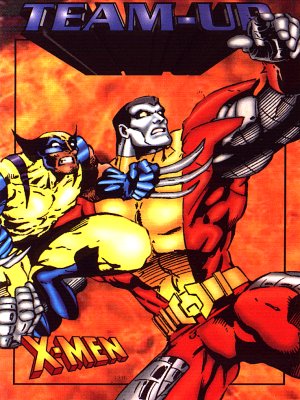 Wolverine & Colossus - Heads up!  When the armored Colossus pitches his clawed teammate Wolverine into battle, it's a 'Fastball Special' the bad guys will never be able to hit!