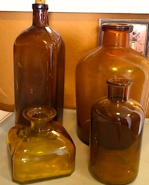 Amber Assorted Glass Bottles